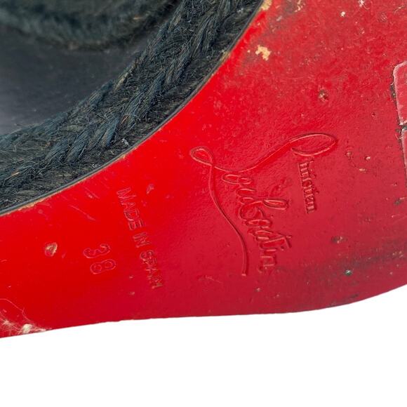 Christian Louboutin Deroba Gray Felt Peep Toe Wedge Booties, EU 38 (US 8) Heels - Picture 12 of 12